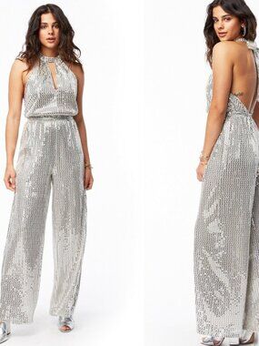 Lost + Wander Shimmy" Silver Metallic Jumpsuit